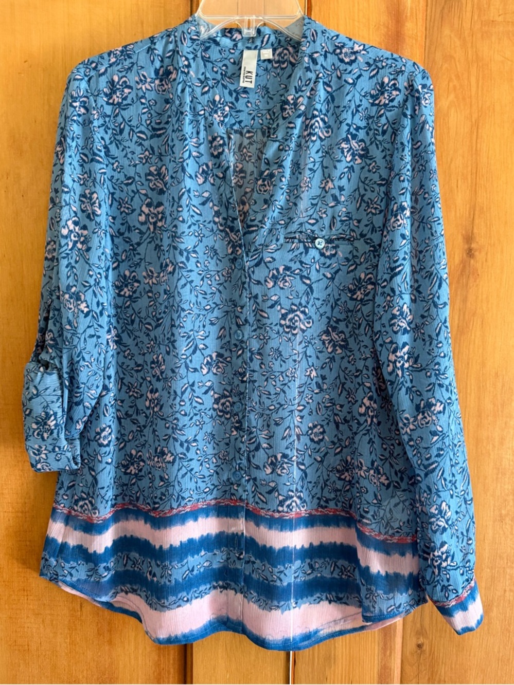 Light weight, long sleeve, button up front top
